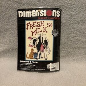 Dimensions stamped cross-stitch kit Fresh Milk 5c Vintage 1995 Made in USA